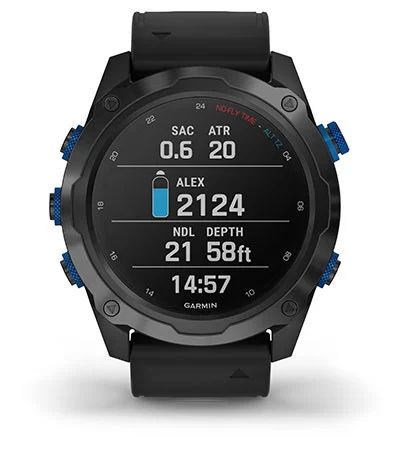 Комплект умные часы Garmin Descent MK2I, титановые с DLC-покрытием и черным ремешком + датчик Descent T1